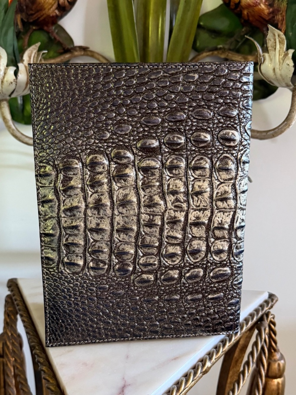 🌟NWT Brahmin Black ONYX Sample Leather Journal Metallic Gold Glitter Flecks 🌟 - Picture 4 of 10